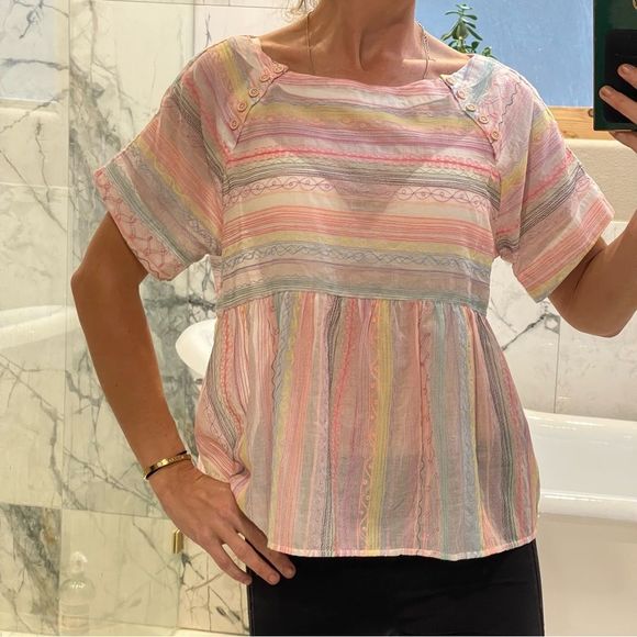 Anthropologie Tops - Anthropologie | embroidered XS multicolor pheasant top 1615